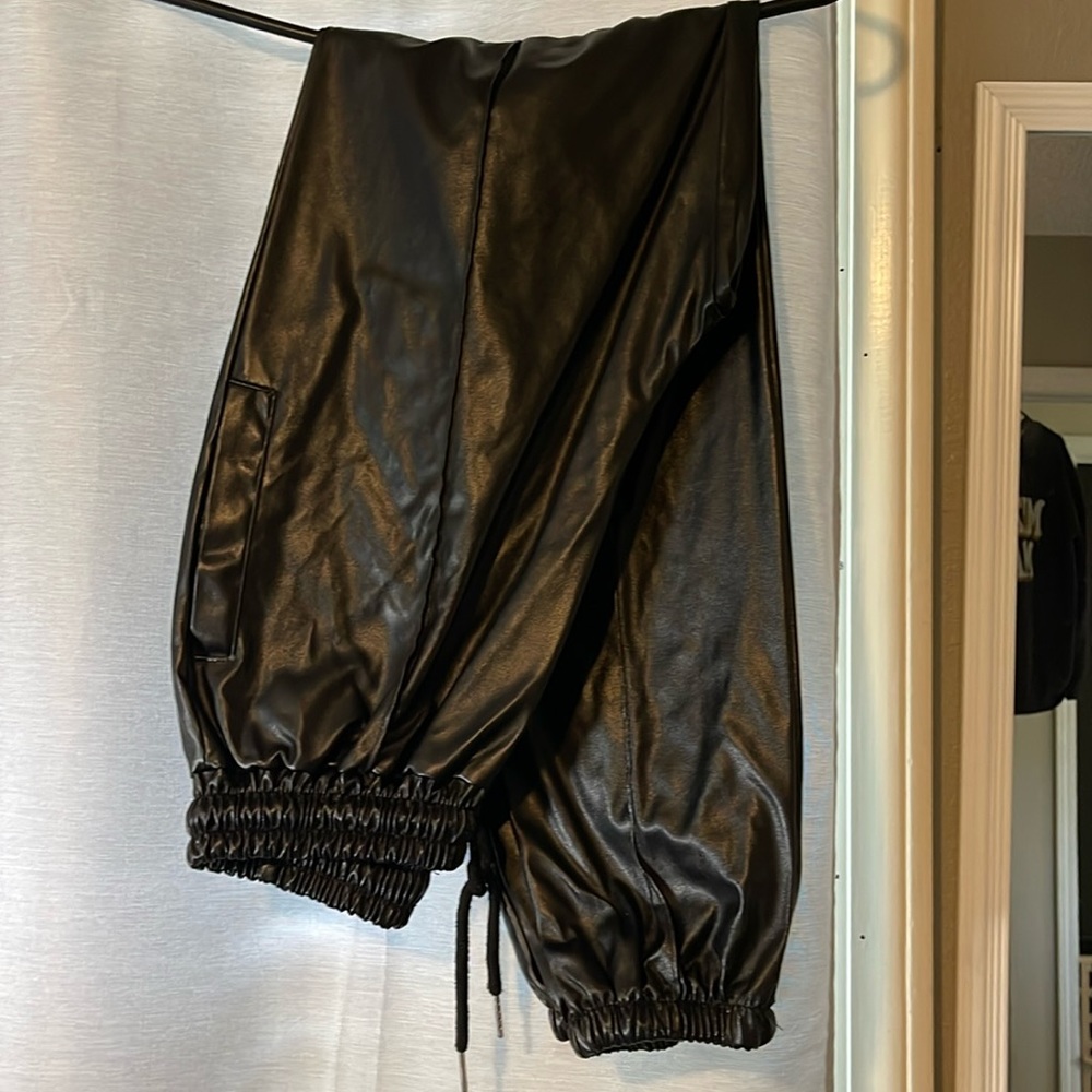 Faux leather joggers
